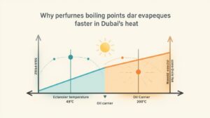 Why perfume evaporates faster in Dubai's heat - ethanol vs oil boiling point comparison.
