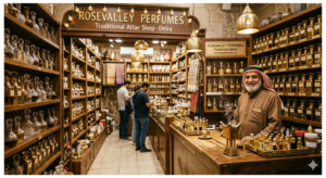 interior photograph of a traditional attar shop in Deira