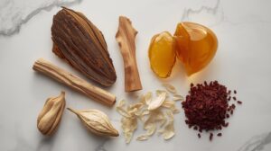 Best long-lasting fragrance notes for Dubai's heat - oud, amber, musk, sandalwood, and resin ingredients.