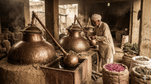 traditional attar ittar production Kannauj India Arabian fragrance oil heritage