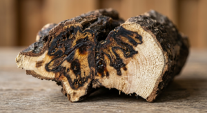 Agarwood infected heartwood cross-section — the source of Dehnal Oud resin