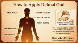 How to apply Dehnal Oud — correct pulse points and application technique