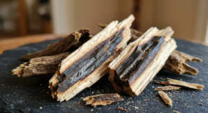 Raw agarwood oud chips showing dark resin - buy agarwood Dubai Dubai