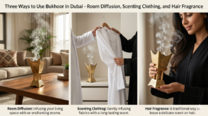 Three ways to use bukhoor in Dubai - room diffusion, scenting clothing, and hair fragrance