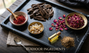 What is bukhoor made of - agarwood, saffron, frankincense, rose and fragrant oils