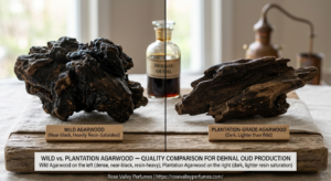Wild Agarwood vs plantation Agarwood — quality comparison for Dehnal Oud production