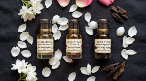 Motia jasmine attar layered with rose and oud attar - Dubai layering guide