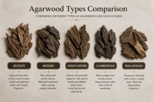 Comparing different types of agarwood oud sold in Dubai