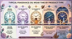 fragrance oil wear time by product type
