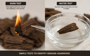 showing genuine agarwood chips