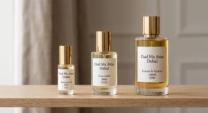 Different concentrations and sizes of Oud Ma Attar Dubai blends