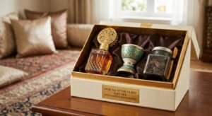 Oud Ma Attar Dubai gift set with bukhoor and mabkhara
