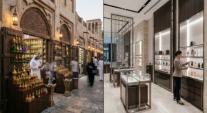 Traditional souq versus modern mall perfume shopping in Dubai